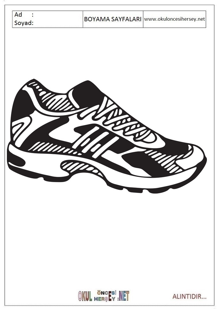 Çocuklar İçin Spor-Ayakkabısı Boyama Sayfaları 